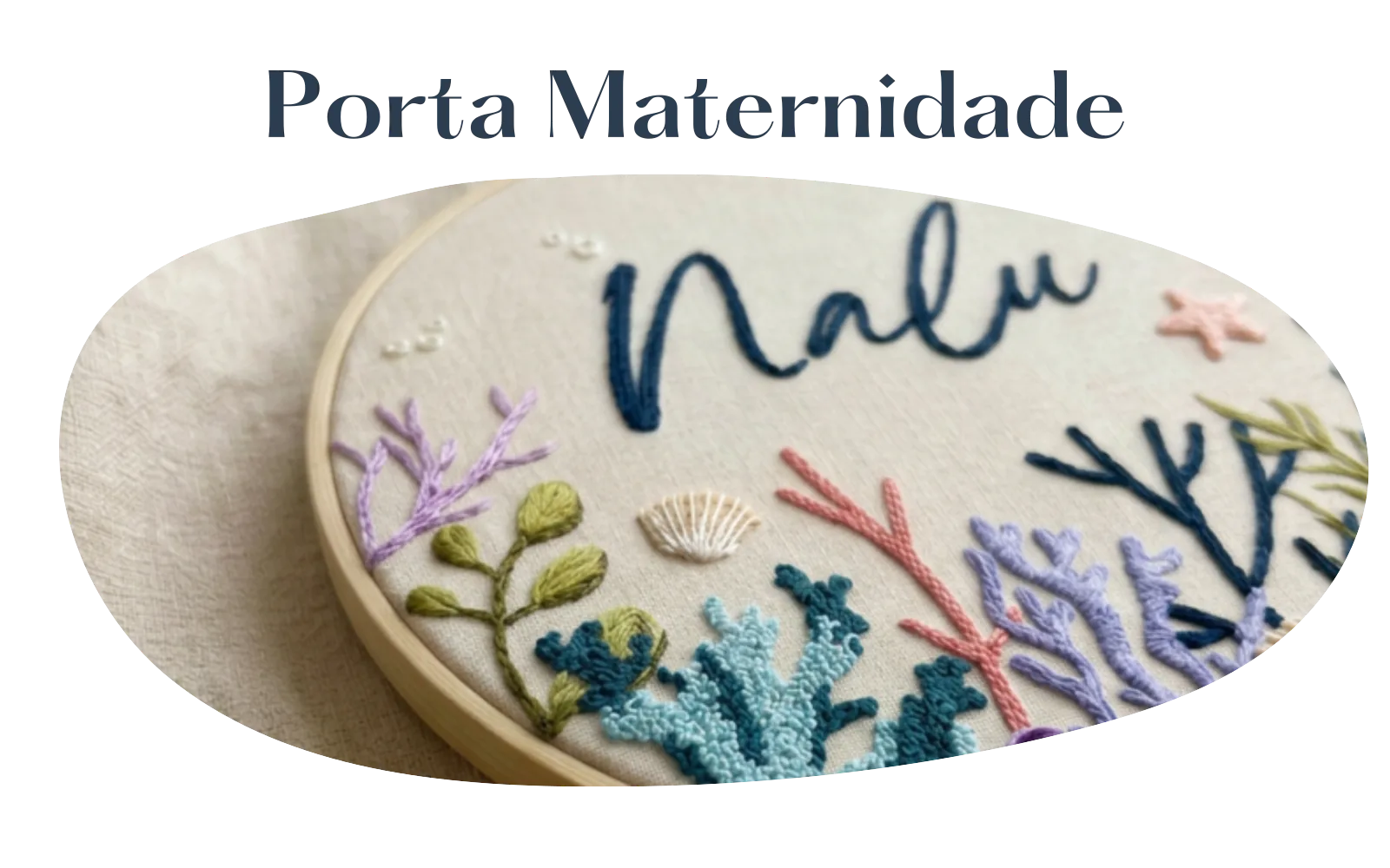 Porta-maternidade bordado à mão com nome do bebê